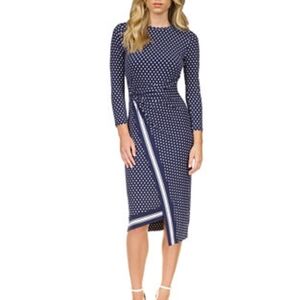 Michael Kors Asymmetrical Wrap Polka-dot Dress Spring Easter Size Medium